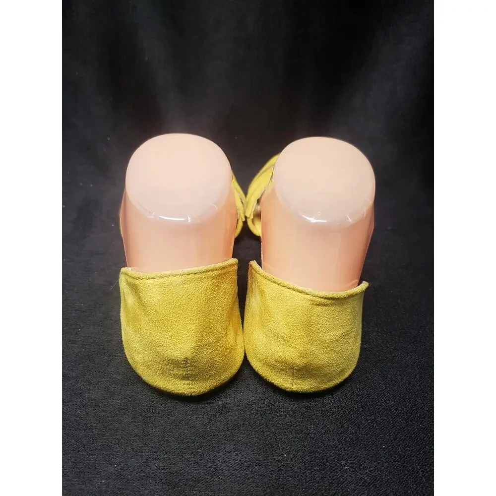 SERRA Yellow Sleek Strappy Suede Flat Closed Back Sandals | Size 7 - Picture 5 of 8
